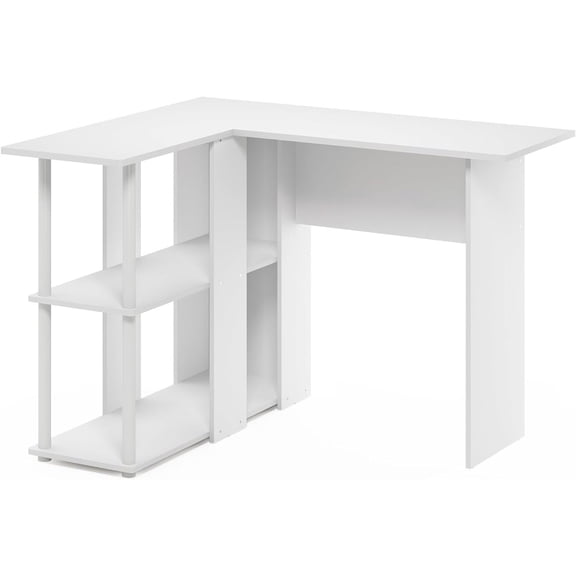 Southwestern Sanctuary L-Shape Desk With Bookshelf - Finish: French Oak Gray/Black, Perfectly Blends Style And Functionality While Maximizing Your Office Space.