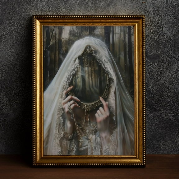 Mirrored Forest, Victorian Art Poster, Vintage Decor Wall Art, Dark Academia Moody Antique Art Print, Gothic, Poster, Reverie Wall Art, Modern Wall Decor, 8x12 UNFRAMED