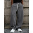 thumbnail image 4 of Men Baggy Sweatpants Wide Leg Heavyweight Comfy Lounge Slacks Loose Fit Track Pants Dark Gray L, 4 of 9