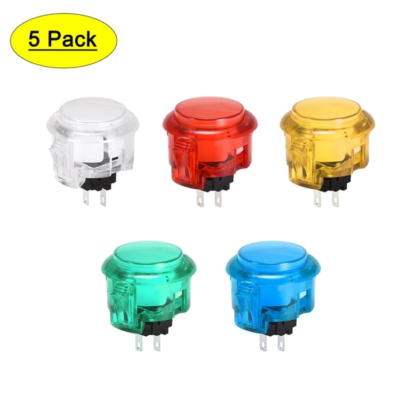 30mm Mounting Hole Momentary Game Push Button Switch Round for Arcade Video Games 5 Colors, 5pcs