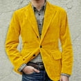 thumbnail image 5 of Men's Solid Color Corduroy Warm Pocket Casual Suit Jacket Cardigan, Yellow, L, 5 of 5