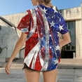 thumbnail image 4 of Weiqiqre Womens Tops American Flag Shirt Women Patriotic Hawaiian Shirts 4th of July Tops USA Flag Red White Blue Button Up Top Blouse, 4 of 5