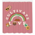 thumbnail image 3 of Ambesonne Emoji Shower Curtain, World Love Raindbow Leaf Face, 69"Wx84"L, Dried Rose Cream Mustard, 3 of 3