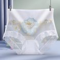 thumbnail image 3 of Gibobby Panty Microfibra con Encaje Ropa interior elástica cintura para mujer, bragas suaves altas, bragas sexis encaje flores para mujer, Bikini bordado, bragas para mujer（Blanco， L), 3 of 5