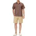 thumbnail image 2 of MODA NOVA Big & Tall Men's Striped Shirt Short Sleeve Button Down Beach Shirt Multicolor Yellow 3XLT, 2 of 6