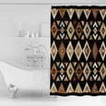 thumbnail image 2 of Brown Geometric Shower Curtain, 48" x 72", Vintage National Style Waterproof Bathroom Curtain Washable Shower Curtain Set with 12 Hooks, 2 of 6