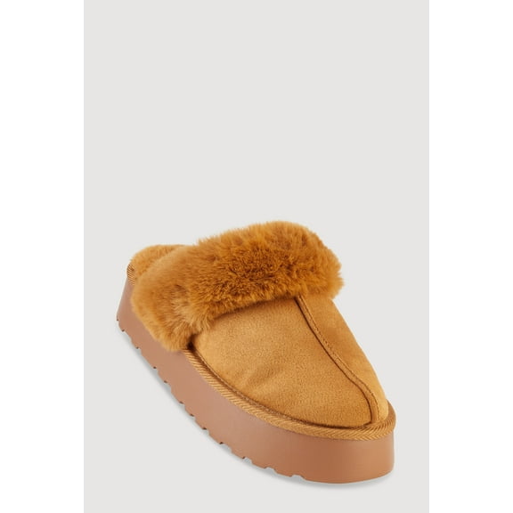 Women's Faux Fur Platform Slippers