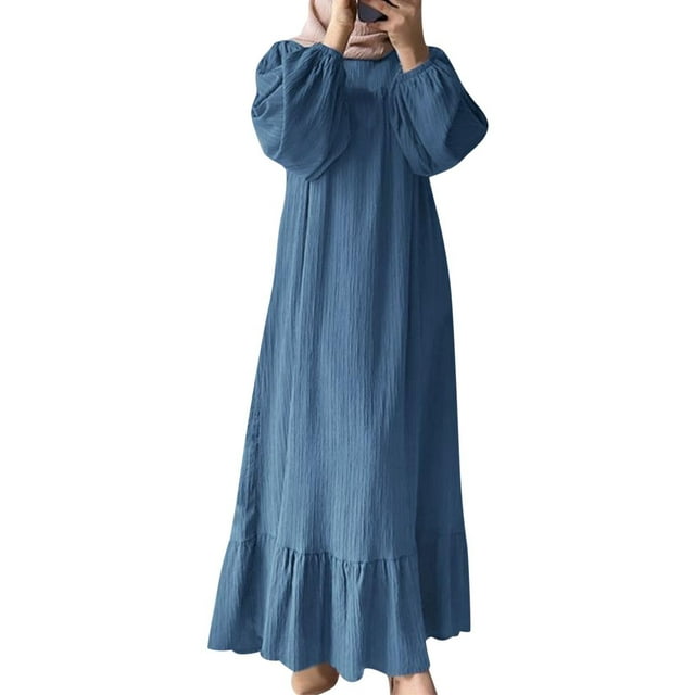 TINZ Robe Abaya à Manches Longues pour Femmes, Robe Hijab pour Femmes, Robe de Soirée Intégrale à Manches Longues, Robes Nigérianes Élégantes pour Femmes, Vêtements Nation Islamique