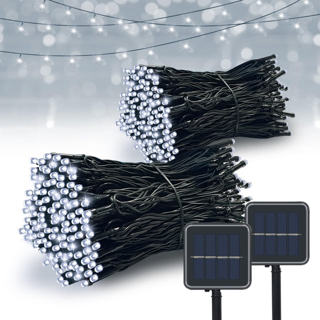 Guirnalda de luces solares Vimorg, paquete de 2, 24 m, 200 LED, impermeables