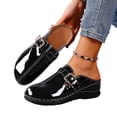 thumbnail image 4 of Bkhluea Women Patent Buckle Backless Loafers Slip On Comfortable Footwear For Office Work Daily Casual Outdoor Activities, 4 of 7