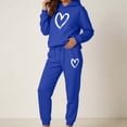 thumbnail image 2 of Sweatsuits for Women Long Sleeve Hoodie Jogger Pants Heart Print Fall Winter Daily Cute Sports Matching Clothing Blue 3XL, 2 of 6