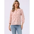 thumbnail image 4 of DARING DIVA Women's Floral 3/4 Sleeve Smocked Front V Neck Blouses XL Light Pink, 4 of 5