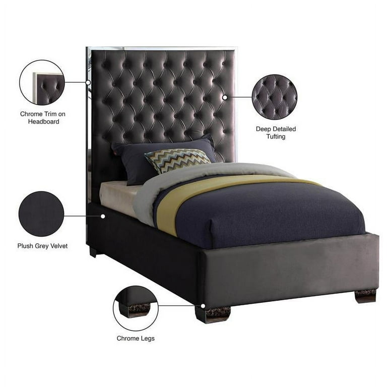 Meridian Furniture Lexi Velvet Twin Bed Meridian Furniture Lexi Velvet Twin Bed