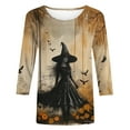 thumbnail image 5 of Raeneomay 3/4 Length Sleeve Womens Tops Women Tops Halloween Print Loose and Comfortable Round Neck T-Shirt, 5 of 5