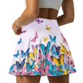 thumbnail image 4 of HELLHERO Butterfly Built-in Shorts Tennis Skirt, 2 Side Pockets Built-In Safety Shorts Polyester Spandex Athletic Skort for Yoga Golf Outing, 4 of 9