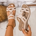 thumbnail image 3 of Rokment Studded Geometric Hollow out Wedges Platform Orthotic Dress Slides Sandals for Women Ladies Trendy Leather Open Toe Orthopedic Arch Support Beach Slip on Summer Shoes Beige Size 6.5, 3 of 7