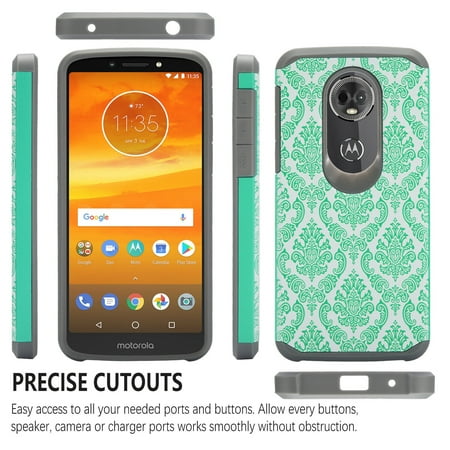 Motorola Moto G6 Plus Case, STARSHOP Drop Protection Dual Layers Phone Cover - Teal Lace