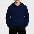 thumbnail image 2 of DJDLJWCJ Teen Boys Solid Color Hoodie (1-15) Lightweight Long Sleeve Pullover Sweatshirt for Boys Stretch Soft Comfy School Sweatshirts Dark Blue Size 1T, 2 of 9