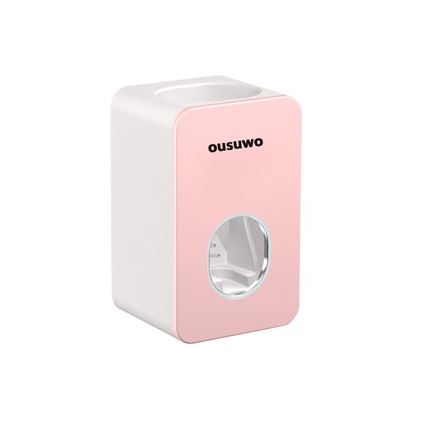 leyfeng Pasta de dientes automática para colgar en la pared, sin perforación, pasta de dientes, estante para cepillos de dientes, estante para pasta de dientes, artefacto para apretar perezoso, rosa