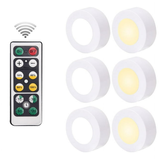 6 piezas de luz de disco con control remoto, murciélago LED inalámbrico