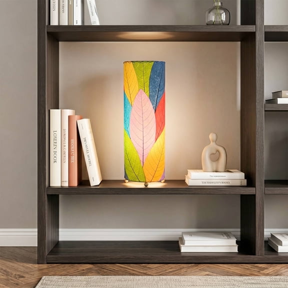 Eangee Cocoa Leaves Multi-Color Cylinder Table Lamp