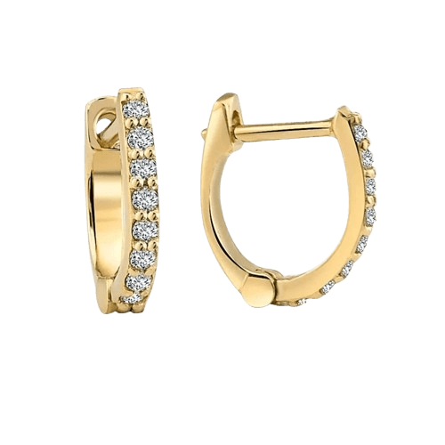 0.50 Ct Round Cut White Diamond Huggie Hoop Earrings 14K Yellow Gold Plated