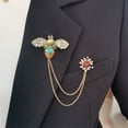 thumbnail image 2 of Vintage Honey Bee Brooch Pins For Women Men Cz Crystal Animal Insect Honeybee Lapel Pin Badge Dainty Hanging Tassel Chains Collar Shirt Corsage Hat Scarf Tie Accessories Fashion Birthday Jewelry Gift, 2 of 11