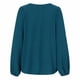 thumbnail image 5 of Jersey de cuello redondo de Color sólido informal de temperamento de otoño e invierno para mujer, camisa holgada de manga larga con mangas acampanadas Pompotops  FGAJ3796, 5 of 8