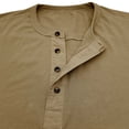 thumbnail image 4 of Dagegui Mens Crewneck Buttons Shirts Casual Long Sleeve Henley Tops Solid Color Basic Pullover Tees Dressy Work Shirt Business Blouses Khaki M, 4 of 5