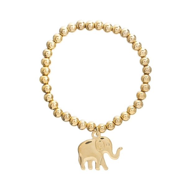 GoldTone Stainless Steel Dangling Elephant Beaded Bracelet