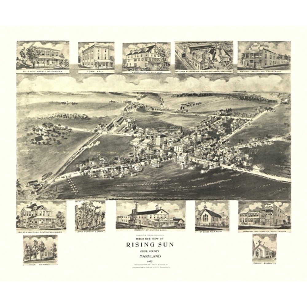 Historic Map of Rising Sun Maryland 1907 Cecil County Poster Print (18