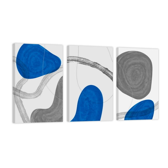 Cuadro Decorativo Tríptico Vertical Formas Azul y Gris Canvas Revolution Set De 3 Cuadros 30x45 cm