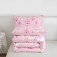 thumbnail image 5 of Erosebridal Girls Unicorn Twin Comforter Sets,Cartoon Pink Princess Castle Bedding Set For Kids,Reversible Pink 2pcs, 5 of 7