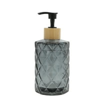 Unique Bargains 1 Pc Round Bottom Diamond Pattern Soap Dispenser 11.16oz Gray Black