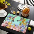 thumbnail image 3 of Teal Green Hummingbirds Placemats Set of 4, Spring Watercolor Flowers Plant Placemats for Dining Table, Place Mats for Kitchen Tabletop, Waterproof Wipeable Dining Table Mats Set, 3 of 9