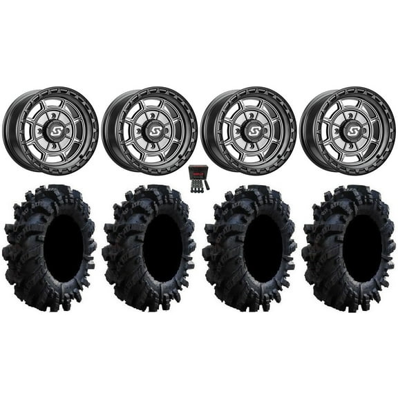 Sedona Rift 15x7 Wheels Grey 34" Intimidator Tires Can-Am Maverick X3 / Honda Pioneer 1000 / Talon