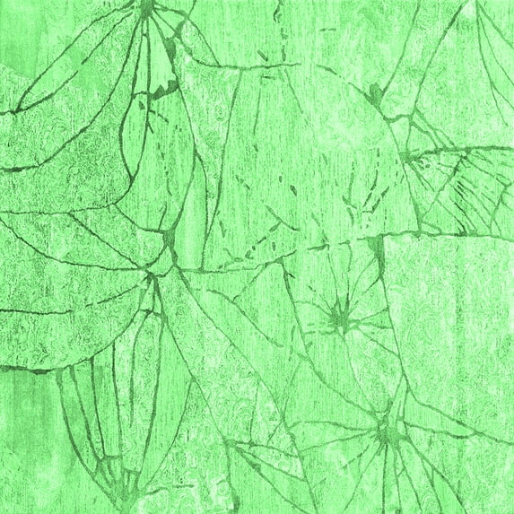 Ahgly Company Indoor Square Abstract Emerald Green Contemporary Area Rugs, 5' Square