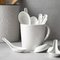 thumbnail image 6 of DOWAN Soup Spoons, Ceramic Asian Soup Spoons, White Japanese Spoon Large for Ramen Pho Wonton Dumpling Miso, Deep Oval Hook Design, Set of 6 (12, White), 6 of 10