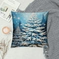 thumbnail image 2 of Nawypu Snow Forest Pillow Covers, Blue Snowflake Pine Trees Square Decorative Cushion Cover Soft Cotton Pillows Case White for Couch Bed Sofa, 2 of 5