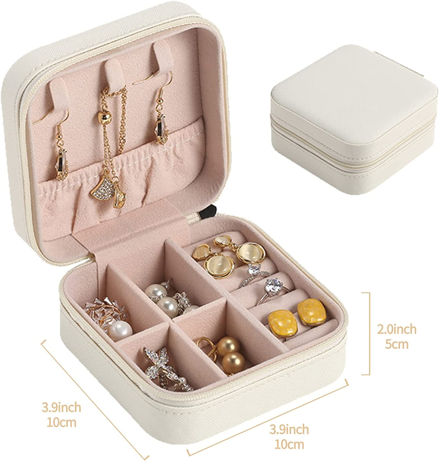 KCY Jewelry Box for Women Girls,Small Travel Jewelry Organizer Case,PU  Leather Portable Jewellery Storage Boxes Display Holder for Ring Earrings