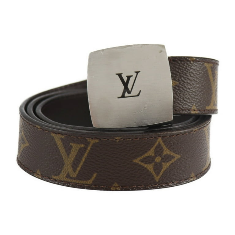 Authenticated used Louis Vuitton Louis Vuitton Sun Tulle LV Cut Belt M6888v Notation Size 85/34 Monogram Canvas Brown Silver Metal Fittings, Adult