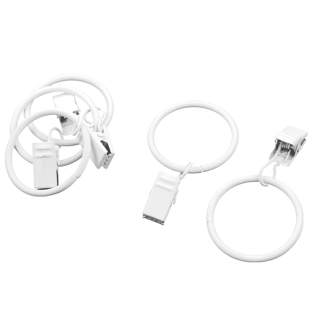 Metal Window Drapery Wire Rod Hook Curtain Clip Rings White 32mm
