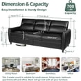 thumbnail image 2 of STHOUYN 85” Black Faux Leather Couch with USB, 3 Seater Sofa Couches for Living Room, Large Mid Century Modern Office Apartment Couch (Black), 2 of 9