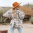 thumbnail image 4 of Womens Casual Plaid Shacket Wool Blend Button Down Long Sleeve Shirt Fall Jacket Shackets, 4 of 5