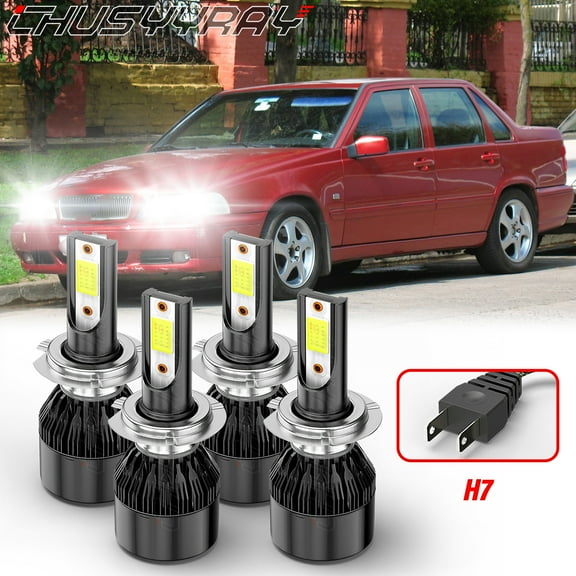 For Volvo S70 1998 1999 2000 - 4x H7 LED Headlight High Low Beam Bulbs Kit 6000K White Super Bright