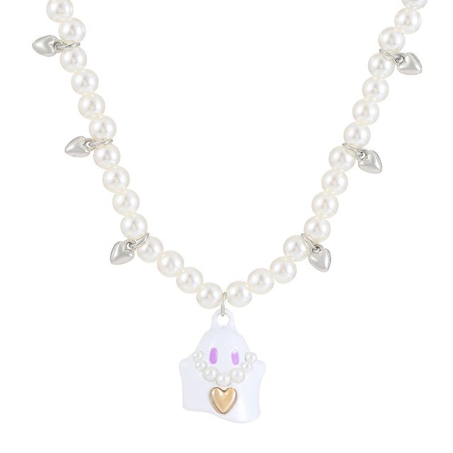 Necklace Collar de perlas de imitación de fantasma villano, pendientes para mujer en el lugar de trabajo del club nocturno