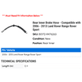 thumbnail image 2 of Rear Inner Brake Hose - Compatible with 2006 - 2013 Land Rover Range Rover Sport 2007 2008 2009 2010 2011 2012, 2 of 2