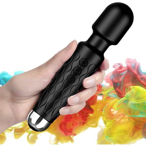 Personal Back wand Massager - 20 Patterns & 8 Speeds - Magic Vibration Rechargeable Mini Massage - Men & Women - Perfect for Tension Relief, Muscle, Back, Soreness, Recovery - Black