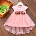 thumbnail image 2 of QTOCIO Toddler Girls Dresses, Baby Girl Summer Clothes, 1-3Y Children's Short Sleeved Flower Patchwork Pleated Mesh Princess Dress Formal Dress, Pink, 3 Years, 2 of 8