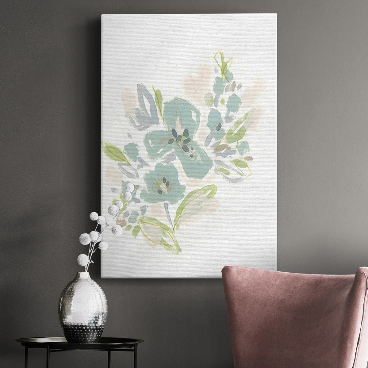 Seafoam Petals III Premium Gallery Wrapped Canvas - Ready to Hang